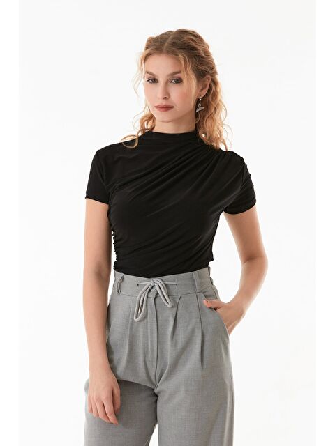 Fullamoda Drapeli Dik Yaka Bluz - S000208119-19351