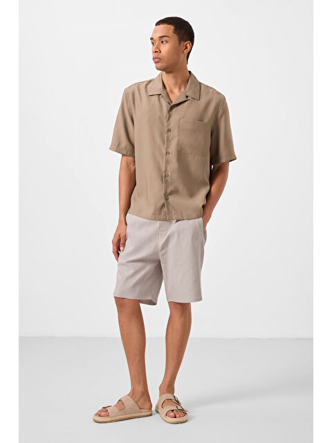 Tommylife Taş Standart Fit Dokuma Hafif Esnek Chino Erkek Şort - 81292