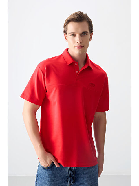 Air Jones Pamuklu Kalın Yumuşak Dokulu Polo Yaka Oversize Fit Basic Erkek Tişört - S000160610-20045