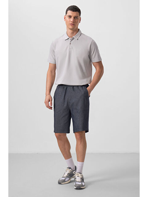 Tommylife Jean Lacivert Standart Fit Dokuma Hafif Esnek Chino Şort   81290 - S000364527-21164