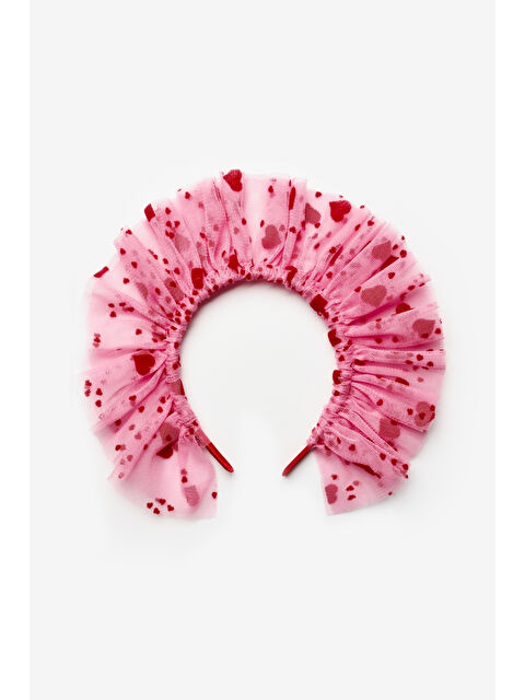 Le Mabelle Pembe Flok Kalp Baskılı Kız Çocuk Tül Taç - S000371871-20024