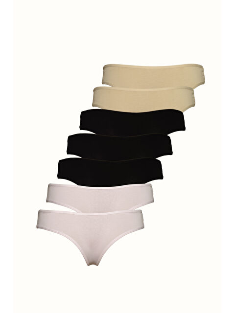 C&City 7 li Paket Brazilian Külot 595 Pudra/Siyah/Ten - S000222979-7152