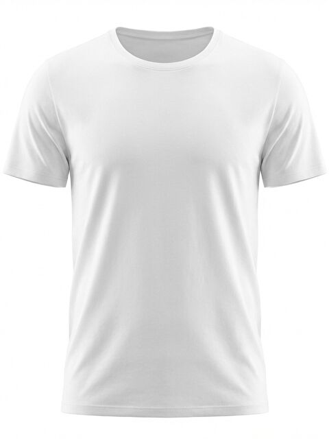 D'S damat Comfort Bisiklet Yaka T-shirt BEYAZ