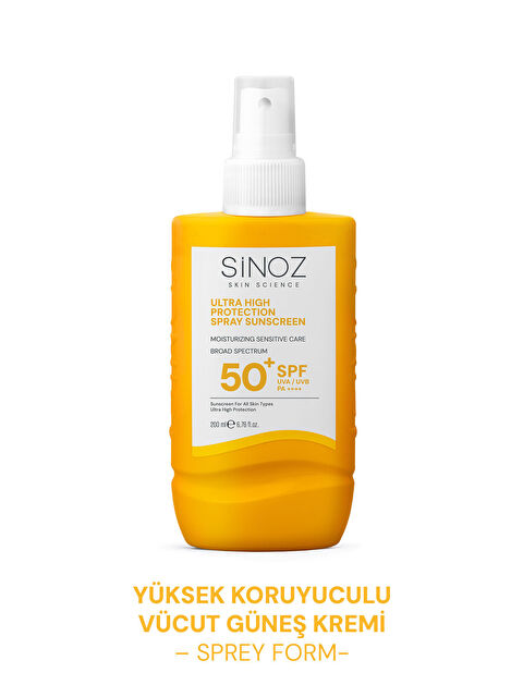 Sinoz Spf 50 Ultra Yüksek Koruyucu Vücut Güneş Kremi Sprey 200 Ml - Nemlendirici Hassas Bakım