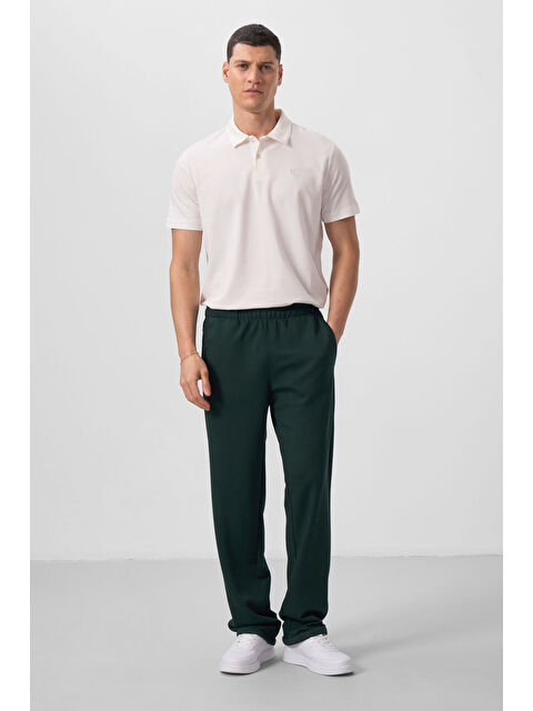 Tommylife Çam Yeşili Yüzeyi Dokulu Rahat Form Palazzo  Erkek Pantolon - 82164 - S000364850-18194