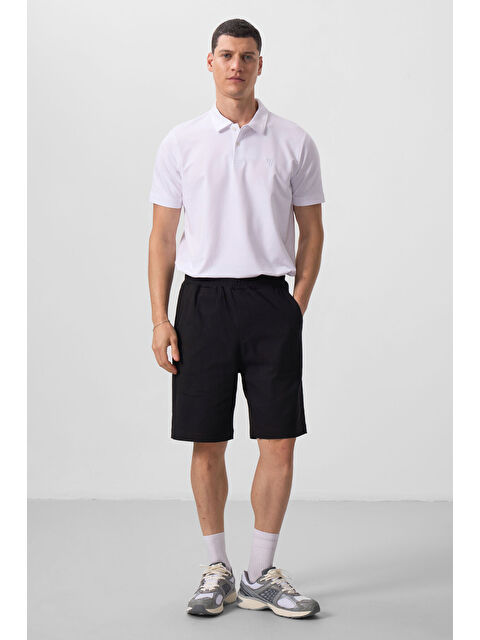 Tommylife Siyah Standart Fit Dokuma Hafif Esnek Chino Şort - 81290 - S000364527-19351