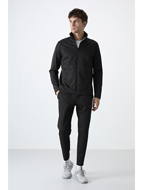 Air Jones Siyah Dik Yaka Gizli Cep Detaylı Standart Kalıp Erkek Eşofman Takım - 85209 - S000080415-19351