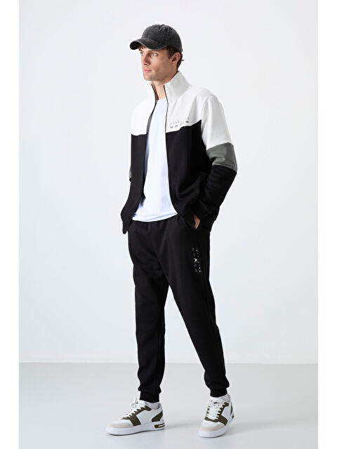 Tommylife Siyah Dik Yaka  Renk Geçişli Baskı Detaylı Standart Kalıp Erkek Eşofman Takımı  - 85186 - S000144588-19351