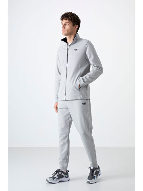 Air Jones Gri Dik Yaka Gizli Cep Detaylı Standart Kalıp Erkek Eşofman Takım - 85209 - S000080415-20600