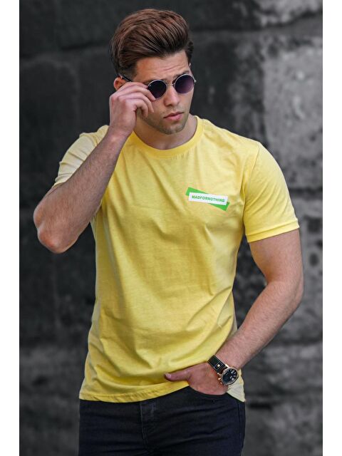 Madmext Sarı Erkek Baskılı %100 Pamuk Tişört 5270 - S000016559-20072
