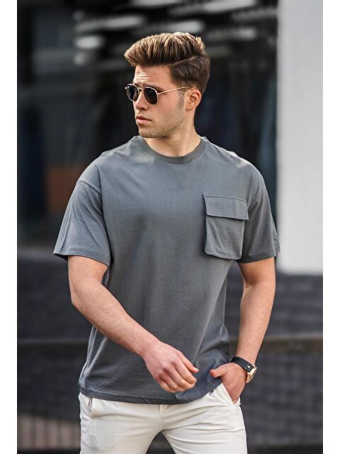 Madmext Füme Erkek Cep Detaylı %100 Pamuk Tişört 5225 - S000016570-33408