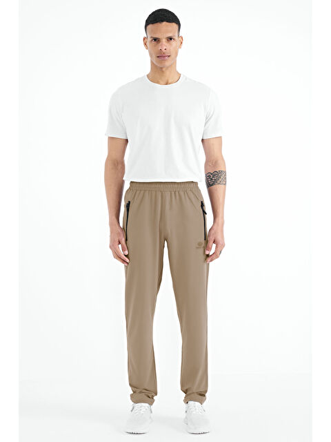 Tommylife Bej Erkek Fermuarlı Üç Cepli Standart Kalıp Klasik Paça Eşofman Alt - 84768 - S000032264-19928