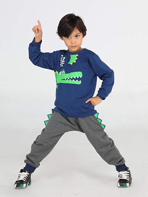 Casabony Hello Timsah Tırtırlı Baggy Pantolon + Tişört Takım - S000072924-37189