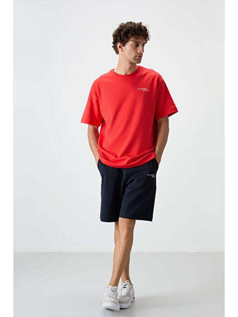 Air Jones Lacivert Pamuklu Kalın Yumuşak Dokulu  Fit Nakışlı Şortlu Takım - 85250 - S000160635-37349