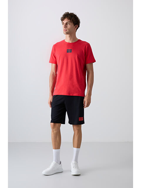 Tommylife Fiesta - Lacivert Pamuklu Yumuşak Dokulu Standart Fit Baskılı Erkek Şortlu Takım - 85243 - S000226711-37329