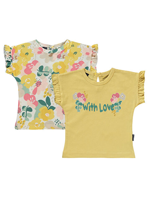 Miniworld Kız Bebek 2'li Tişört 3-12 Ay Soft Hardal