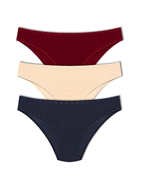 Hnx Pamuklu Kalpli Lastik Kadın Külot 3’lü - S000046233-37253