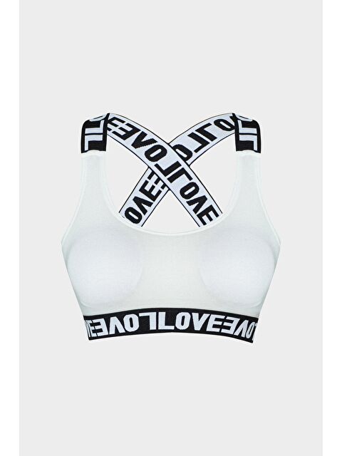 Hnx Pamuklu Sırtı Açık Çapraz LOVE Askılı Çıkarılabilir Kaplı Kadın Büstiyer - S000041993-19965