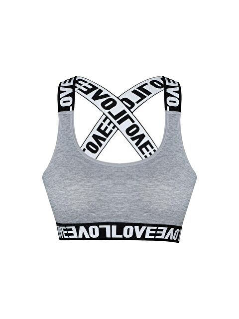 Hnx Pamuklu Sırtı Açık Çapraz LOVE Askılı Çıkarılabilir Kaplı Kadın Büstiyer - S000041993-20600