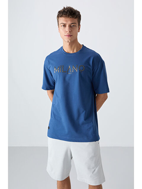 Tommylife Parlament Pamuklu Kalın Yumuşak Dokulu Oversize Fit Baskılı Erkek Tişört - 88345 - S000156963-17234