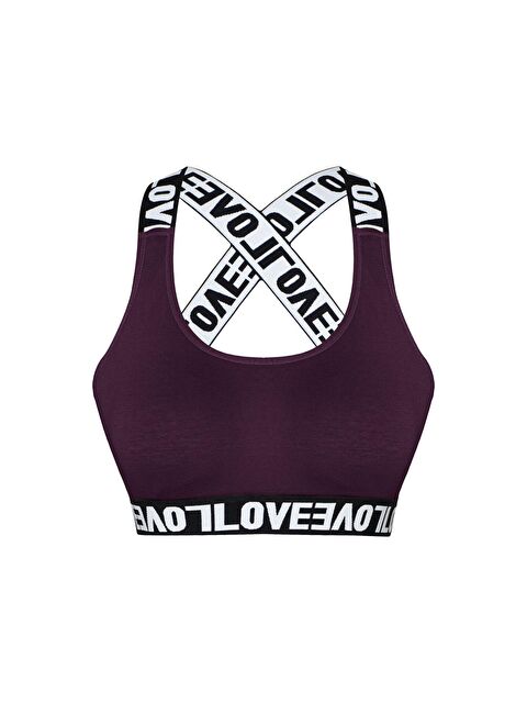 Hnx Pamuklu Sırtı Açık Çapraz LOVE Askılı Çıkarılabilir Kaplı Kadın Büstiyer - S000041993-20042