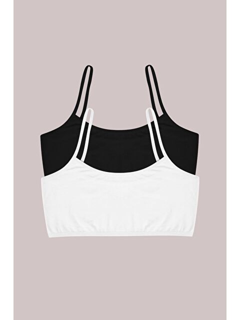 Dominant Kadın Siyah Beyaz İp Askılı Büstiyer 2'Li - S000058064-37424