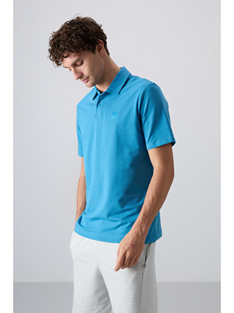 Tommylife Petrol Mavi Pamuklu Kalın Yumuşak Dokulu Standart Fit Basic Polo Yaka Erkek Tişört - 88348 - S000156961-20019