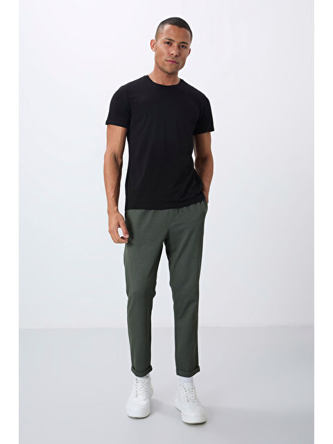 Air Jones Haki Yüzeyi Dokulu Standart Fit Erkek Eşofman Alt - 82154 - S000330265-18547