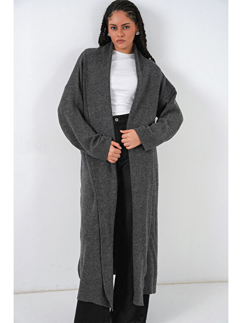 Bigdart Kadın Uzun Oversize Triko Hırka 15924 - Antrasit - S000421813-29666