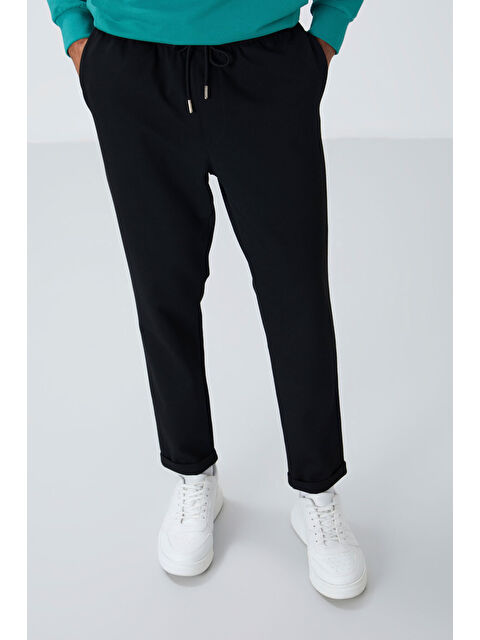 Air Jones Siyah Yüzeyi Dokulu Standart Fit Erkek Eşofman Alt - 82154 - S000330265-19351