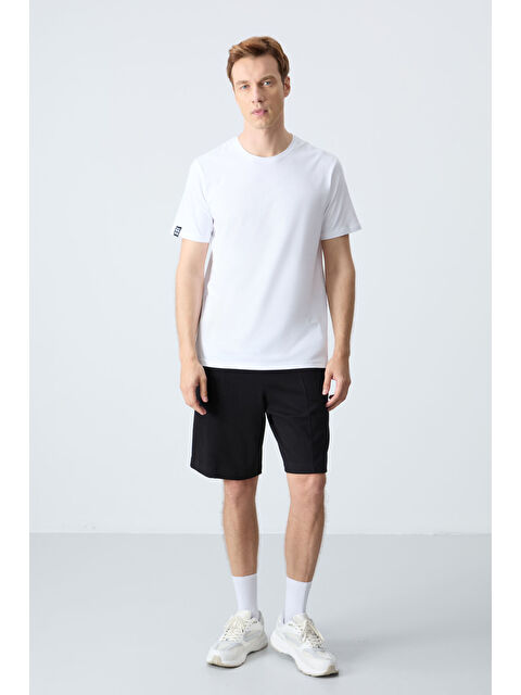 Tommylife Siyah Pamuklu Kalın Yumuşak Dokulu Standart  Fit Basic Erkek Şort  - 81277 - S000231624-19351