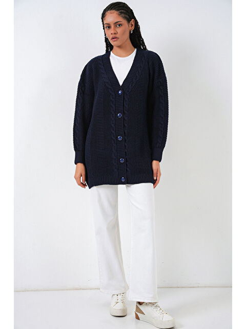 Bigdart 15768 Tesettür Triko Hırka - Lacivert - S000089541-21164