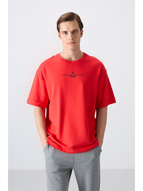 Tommylife Pamuklu Kalın Yumuşak Dokulu Oversize Fit Baskılı Erkek Tişört - 88321 - S000157041-20045