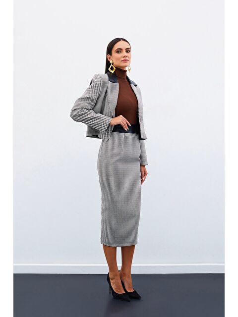 SATEEN Kazayağı Midi Etek - Kahve - S000324145-19413