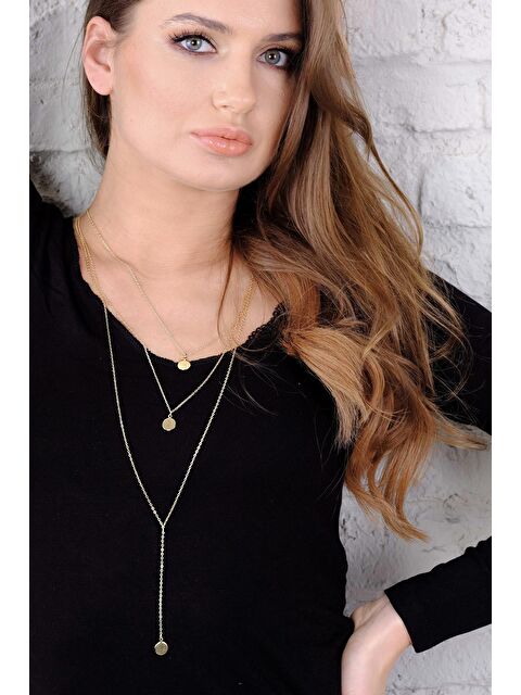 New Obsessions Stam Kolye Altın Renkli 3 Sıralı Zincir Kolye - S000103329-20076