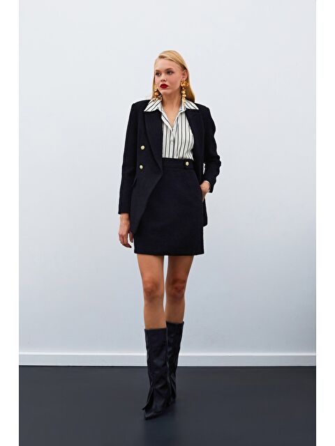 SATEEN Mini Boy Tüvit Etek - Siyah