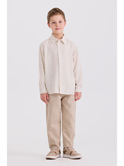 Panço Erkek Çocuk Uzun Kollu Bej Gömlek - S000524422-19928