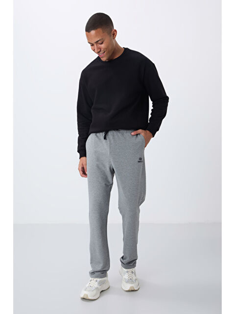 Tommylife Gri Melanj Bağcıklı Cepli Standart Kalıp Klasik Paça Erkek Eşofman Alt - 84682 - S000032318-74