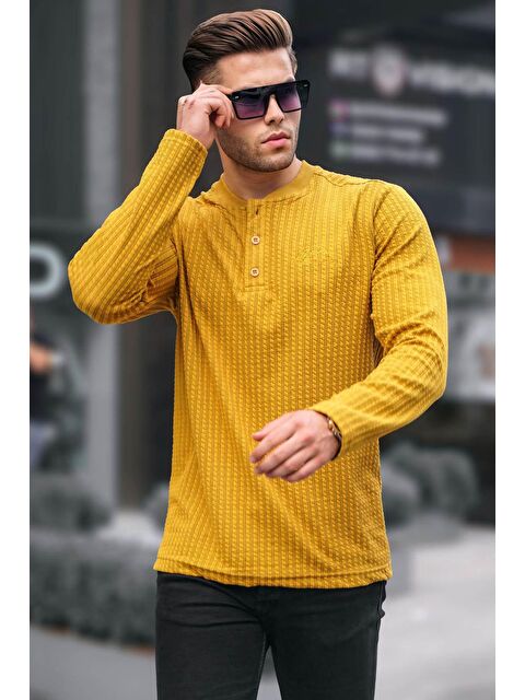 Madmext Hardal Waffle Kumaş Basic Kazak 6007 - S000030676-20074