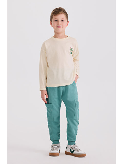 Panço Erkek Çocuk Uzun Kollu Ekru Tişört - S000526086-19965