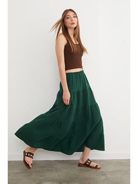 Fullamoda Beli Lastikli Müslin Kumaş Etek - S000435596-19416