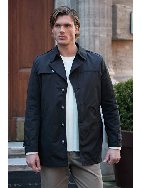 Danger Erkek Fit Kalıp Siyah Trençkot - S000345552-19351