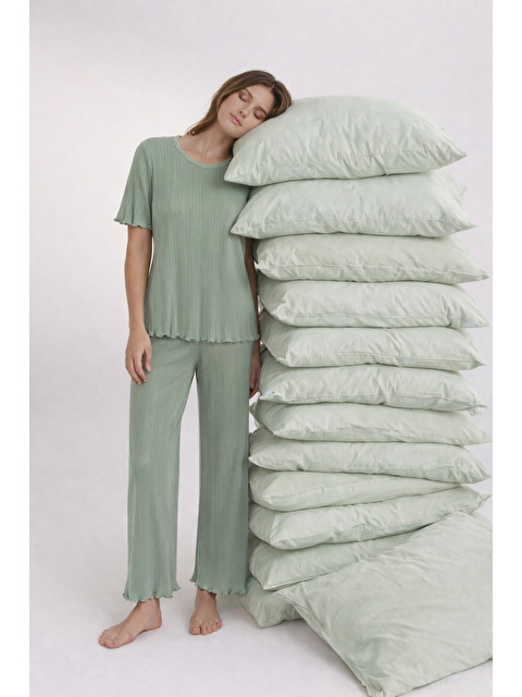 Koza İç Giyim Kadın Pamuklu Kısa Kollu Baby Overloklu Pijama Takımı - S000492883-18194