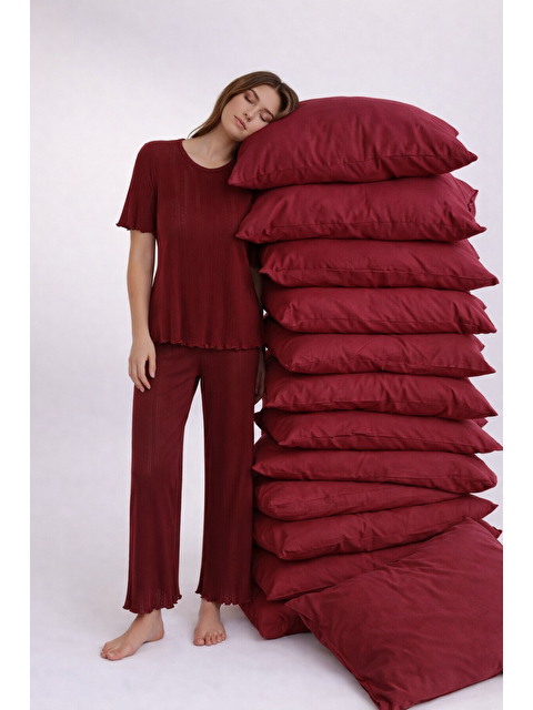 Koza İç Giyim Kadın Pamuklu Kısa Kollu Baby Overloklu Pijama Takımı - S000492883-19951