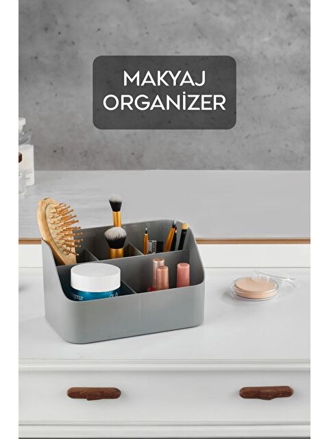 Meleni Home 5 Bölmeli Makyaj Organizer - Takı Kozmetik Aksesuar Düzenleyici Saklama Kutusu Antrasit - S000113773-29666