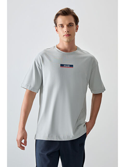 Air Jones Taş %100 Pamuk Kalın Yumuşak Dokulu Oversize Fit Baskılı Erkek Tişört - 88359 - S000149370-25636