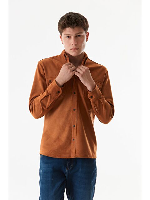 Fullamoda Süet Çift Cepli Çıtçıtlı Gömlek