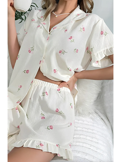 Elitol Bürümcük Düğmeli Şort Takım 7040-1 - S000389288-20063