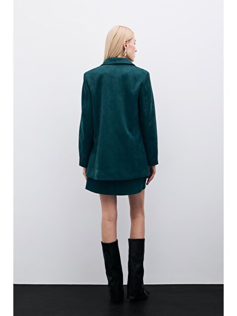 SATEEN Düğmeli Süet Ceket - Zümrüt - S000323788-18709