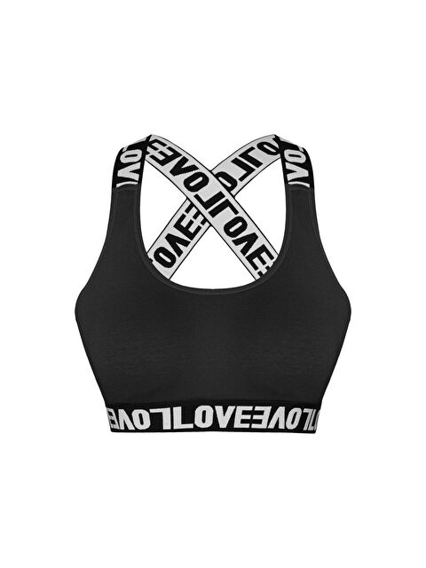 Hnx Pamuklu Sırtı Açık Çapraz LOVE Askılı Çıkarılabilir Kaplı Kadın Büstiyer - S000041993-19351